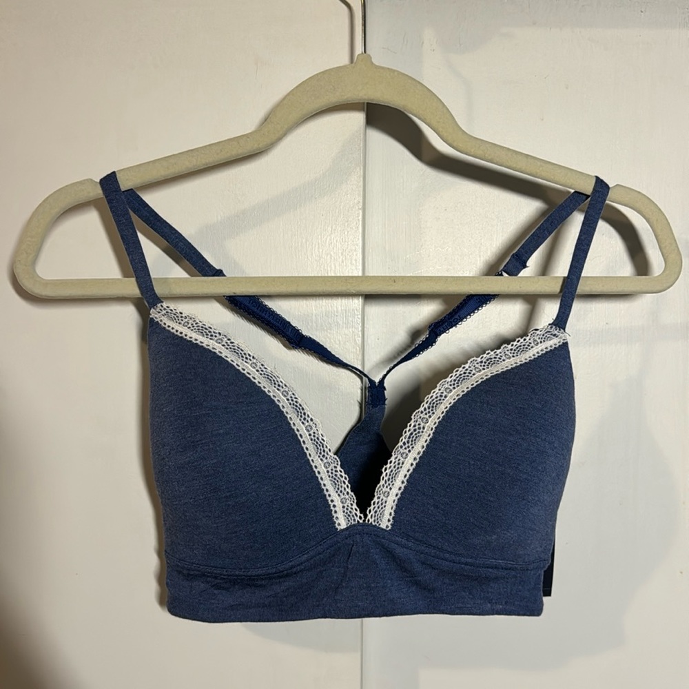 TOMMY HILFIGER NWT Lightly Lined Lounge T-Back Bra - Blue Size 34D